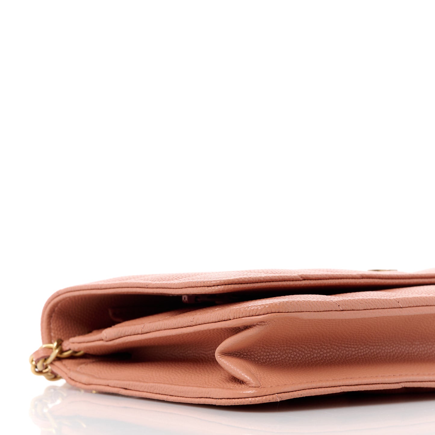 Calfskin Chevron Quilted Wallet On Chain WOC Dark Pink