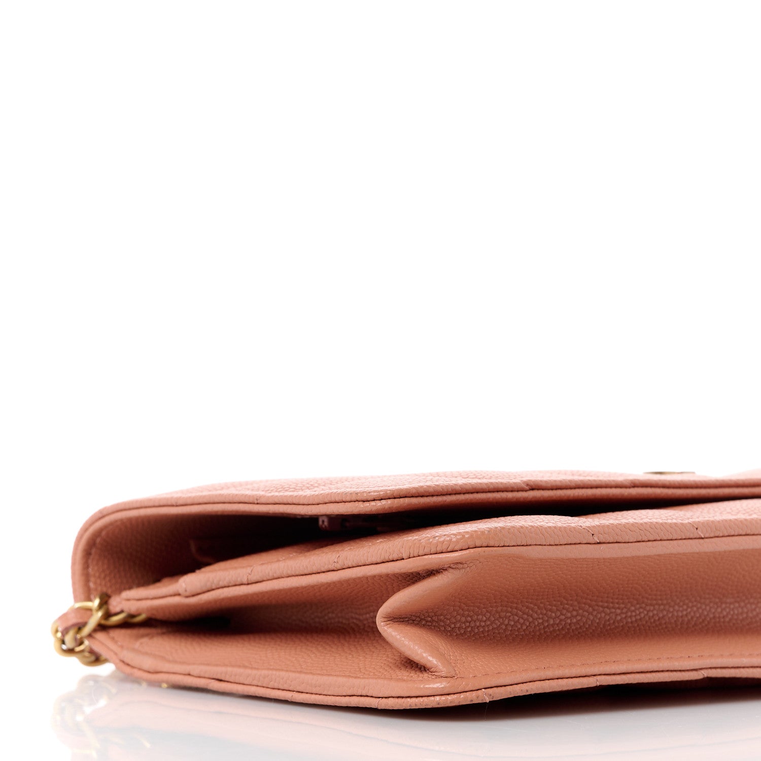 Chanel Calfskin Chevron Quilted Wallet On Chain WOC Dark Pink 11 of 12