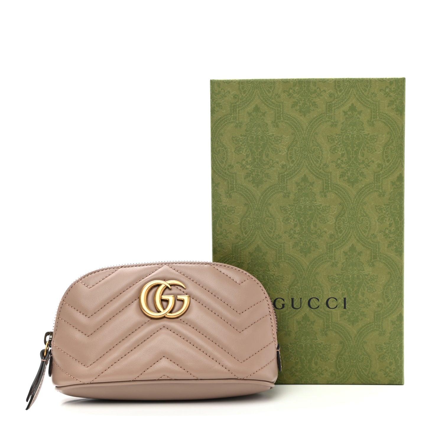 Calfskin Matelasse GG Marmont Pouch Cosmetic Case Porcelain Rose