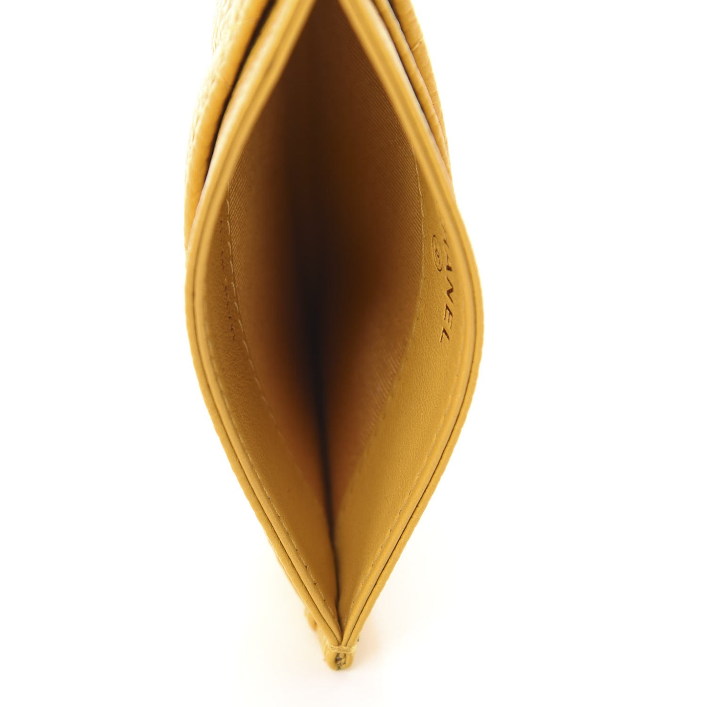 Caviar Quilted Card Holder Yellow