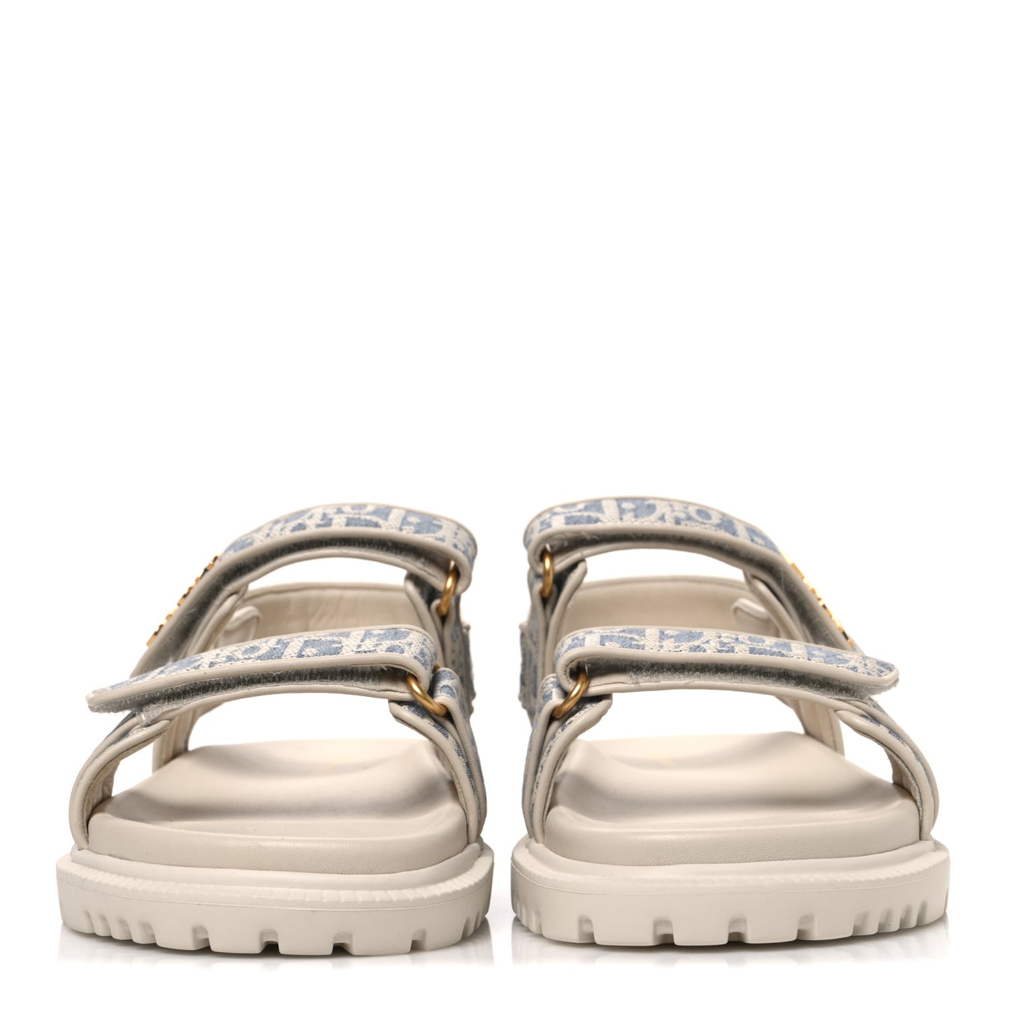 Oblique Raffia Chambray Jacquard Dioract Sandals 41 Blue Ecru
