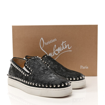 Christian Louboutin Glitter Spikes Womens Roller Boat Flat 38.5 Black 10 of 10