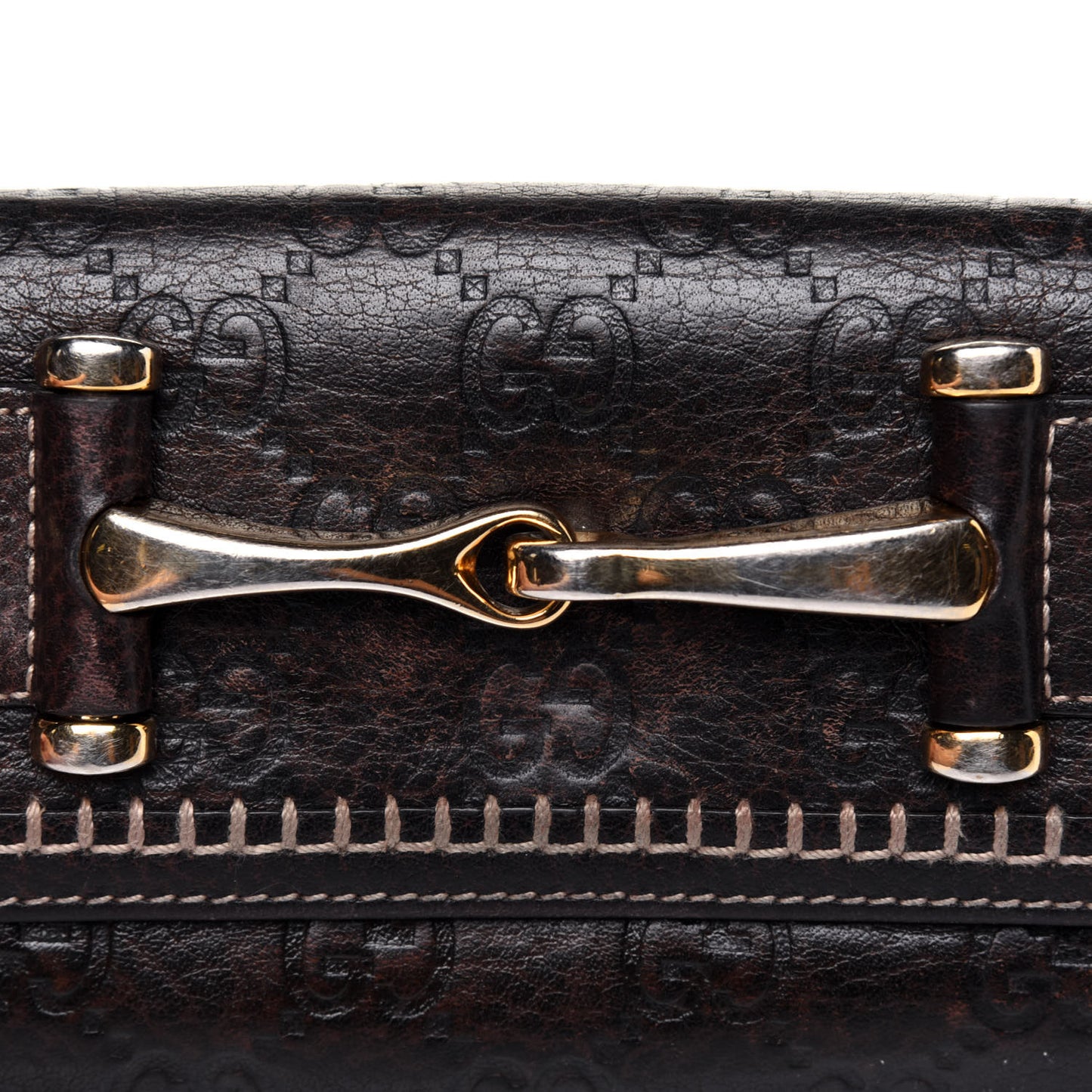 Guccissima Horsebit Continental Wallet Dark Brown