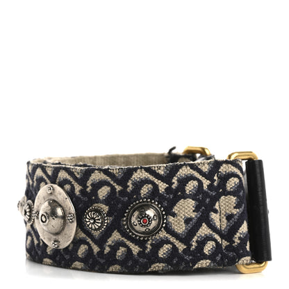 Christian Dior Oblique Studded Shoulder Strap Blue 2 of 11