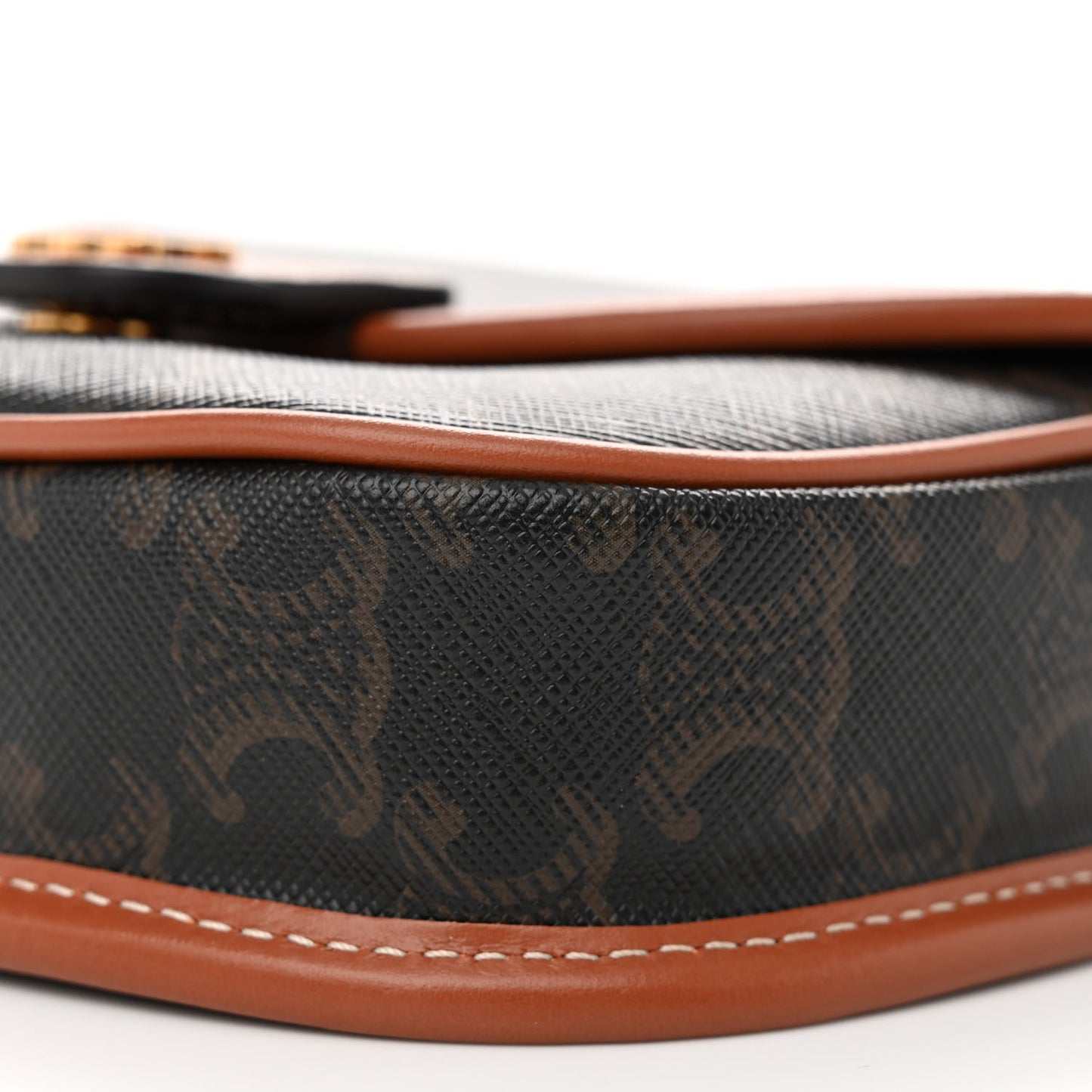 Canvas Calfskin Triomphe Mini Besace Tan