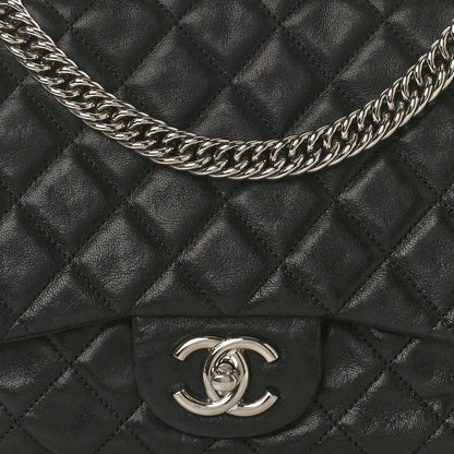 Chanel Washed Lambskin Quilted Bijoux Chain Jumbo Single Flap Black 8 of 12