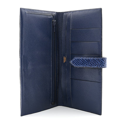 Hermes Lizard Bearn Gusset Wallet Bleu Saphir 5 of 17
