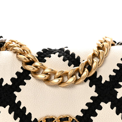 Chanel Calfskin Crochet Medium Chanel 19 Flap White Black 8 of 11