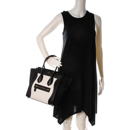 Celine Bullhide Calfskin Micro Bi-Color Luggage Black White 2 of 8