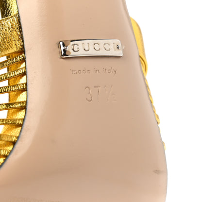 Gucci Metallic Nappa Crawford Knot Ankle Strap Sandals 37.5 Gold 6 of 11