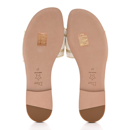 Christian Dior Canvas Lurex Jardin d'Hiver Embroidered Dway Flat Slide Sandals 37 White Palladium 5 of 9