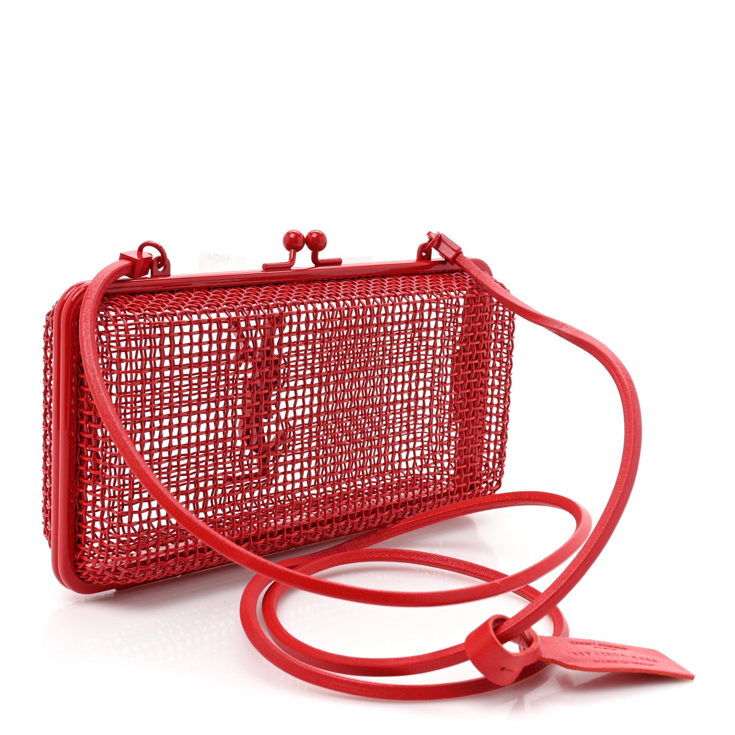 Saint Laurent Brass Lambskin Monogram Cassandre Cage Bag Rouge Flamme 3 of 9