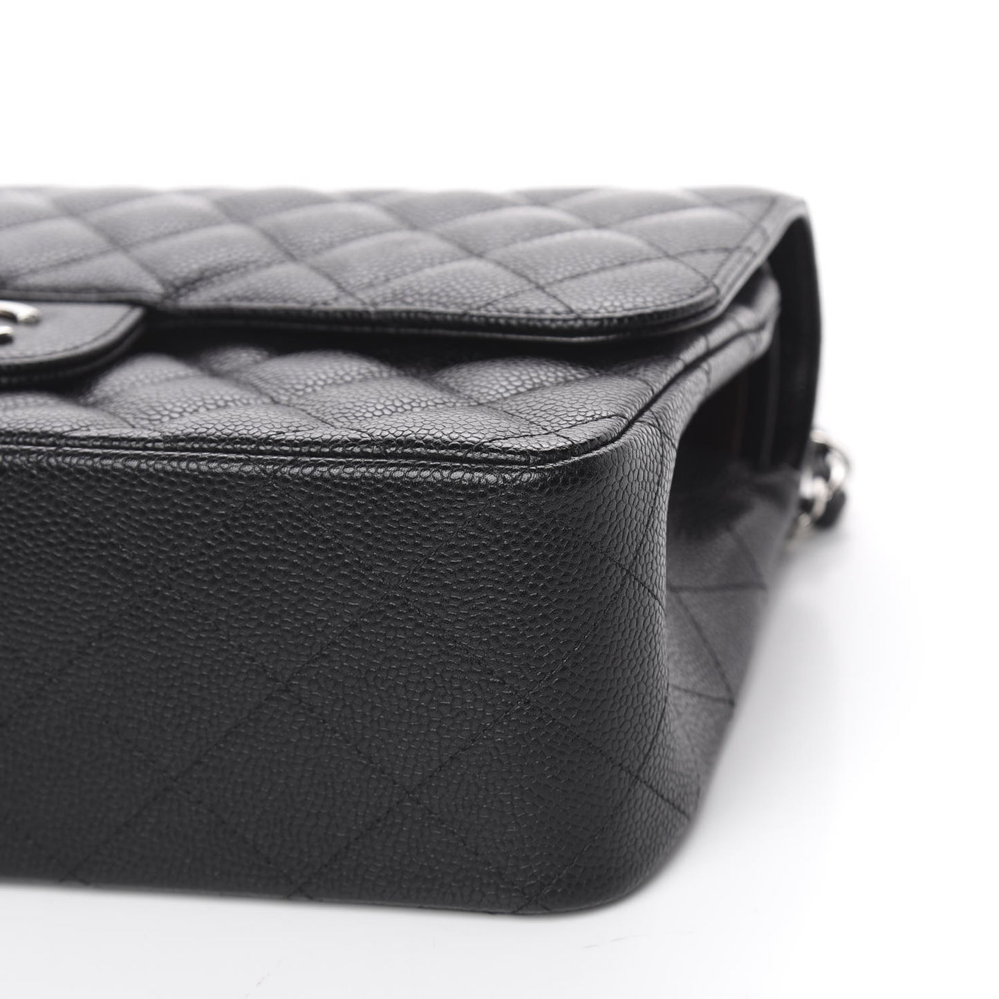 Caviar Quilted Jumbo Double Flap Black