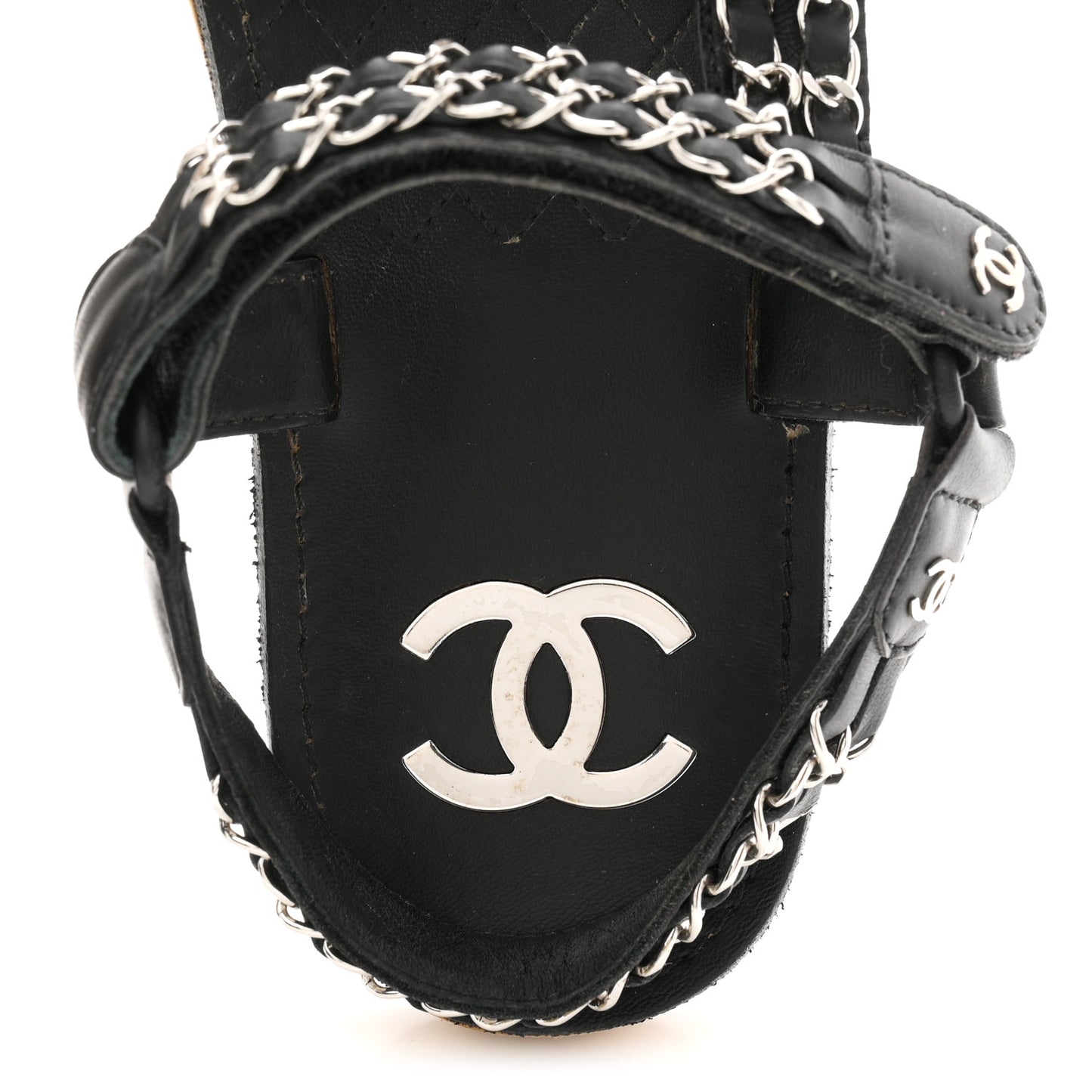 Lambskin Chain Sandals 41 Black