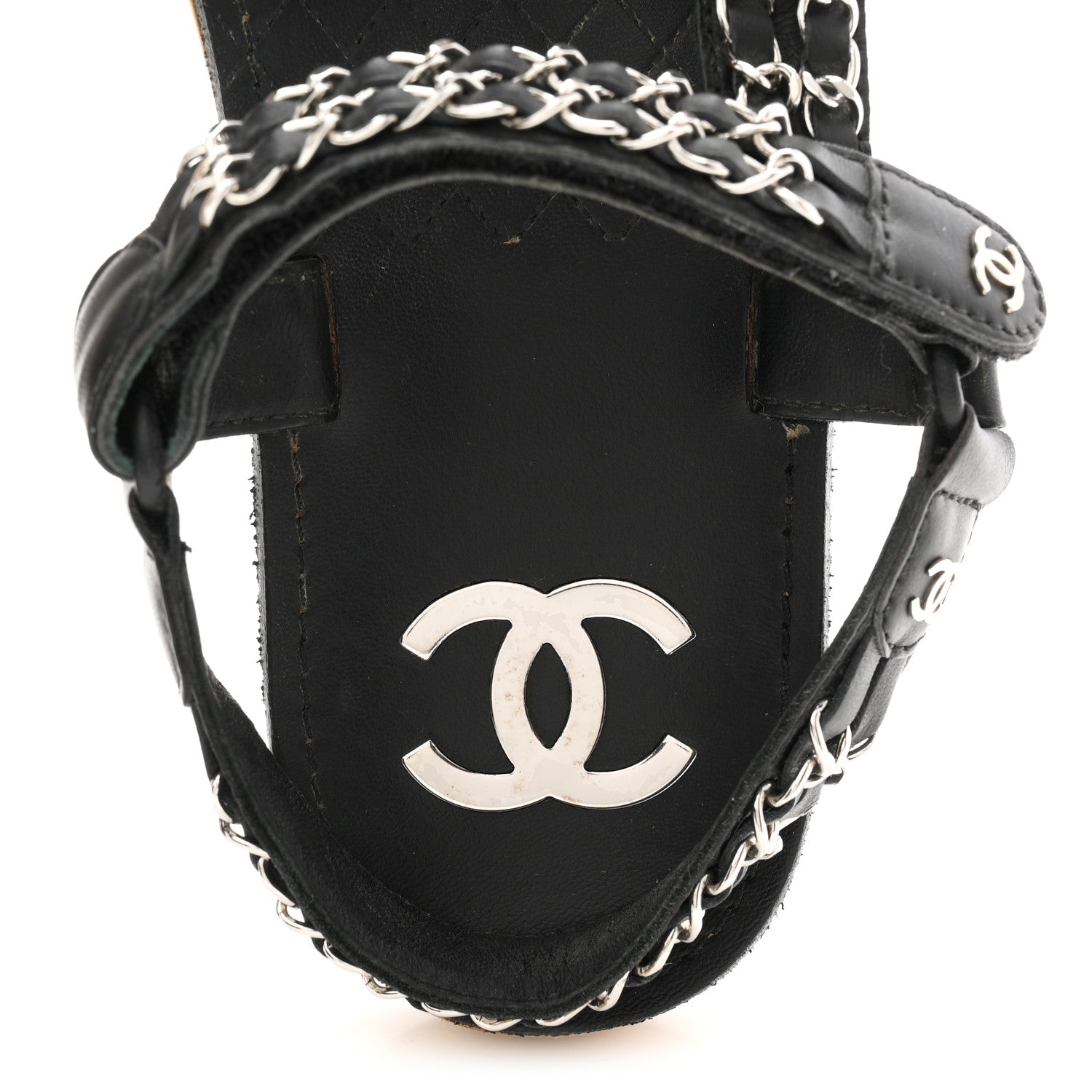 Chanel Lambskin Chain Sandals 41 Black 8 of 9