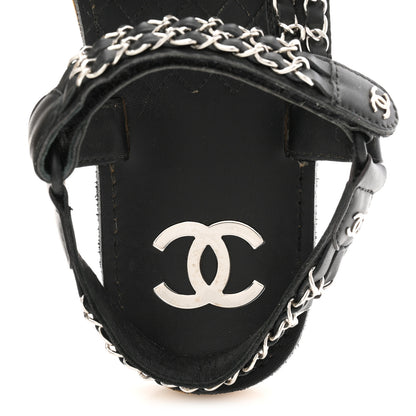 Chanel Lambskin Chain Sandals 41 Black 8 of 9