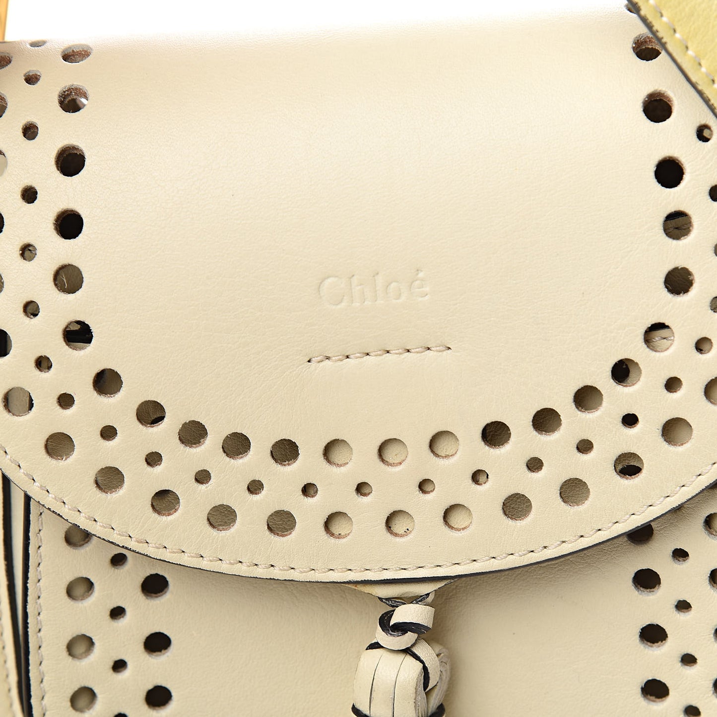 Calfskin Perforated Mini Hudson Shoulder Bag White