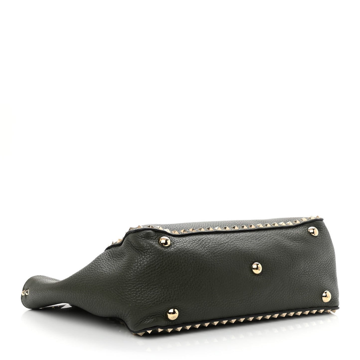Pebbled Calfskin Medium Rockstud Tote Army Green