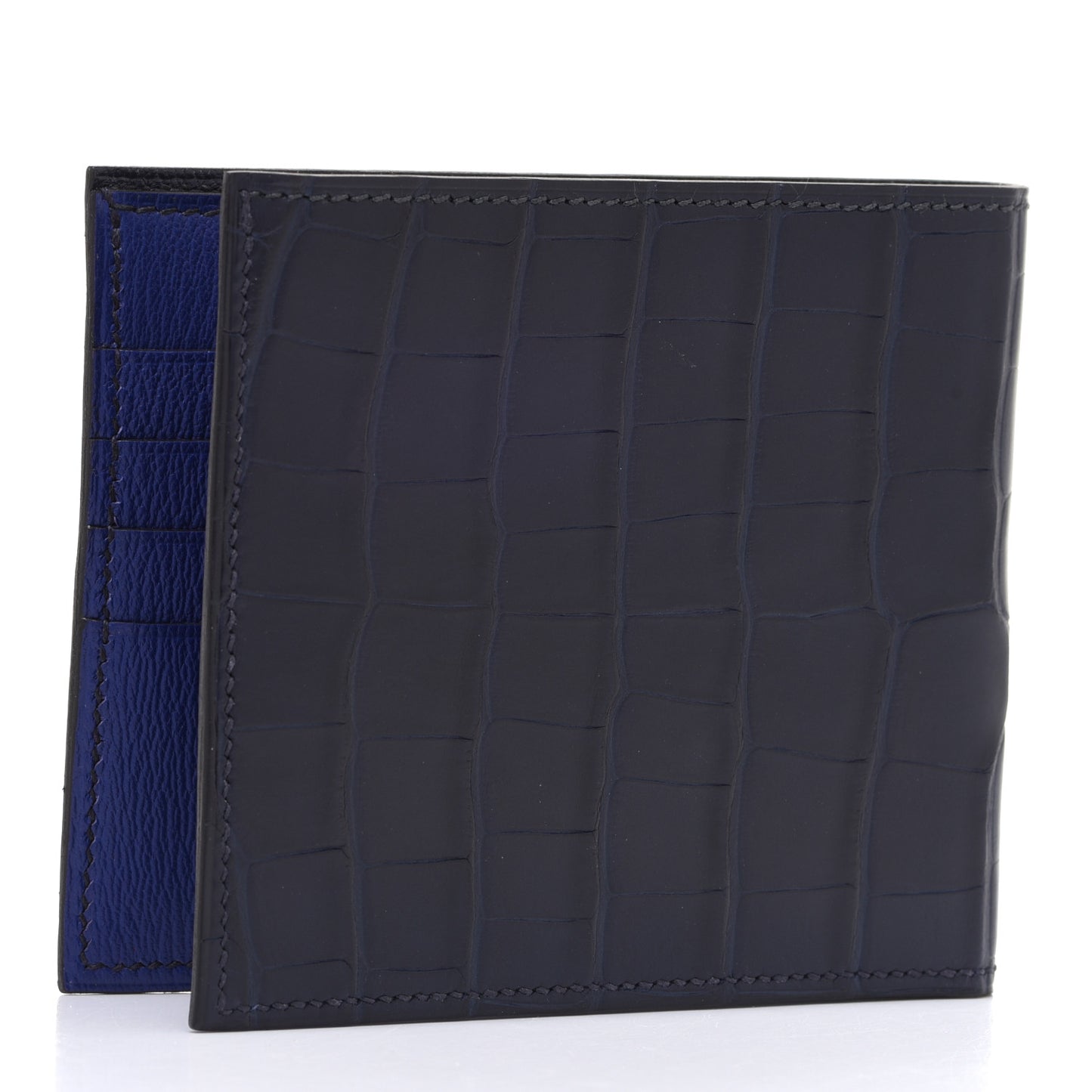 Matte Alligator Colorblock MC2 Copernic Compact Wallet Bleu Encre Bleu Electrique