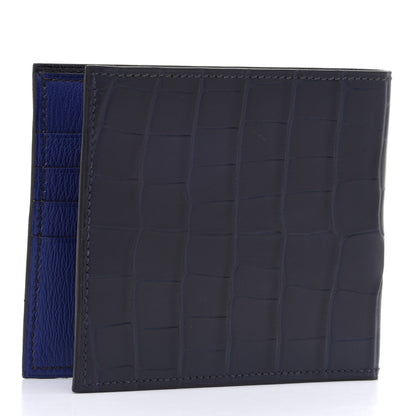 Hermes Matte Alligator Colorblock MC2 Copernic Compact Wallet Bleu Encre Bleu Electrique 3 of 8