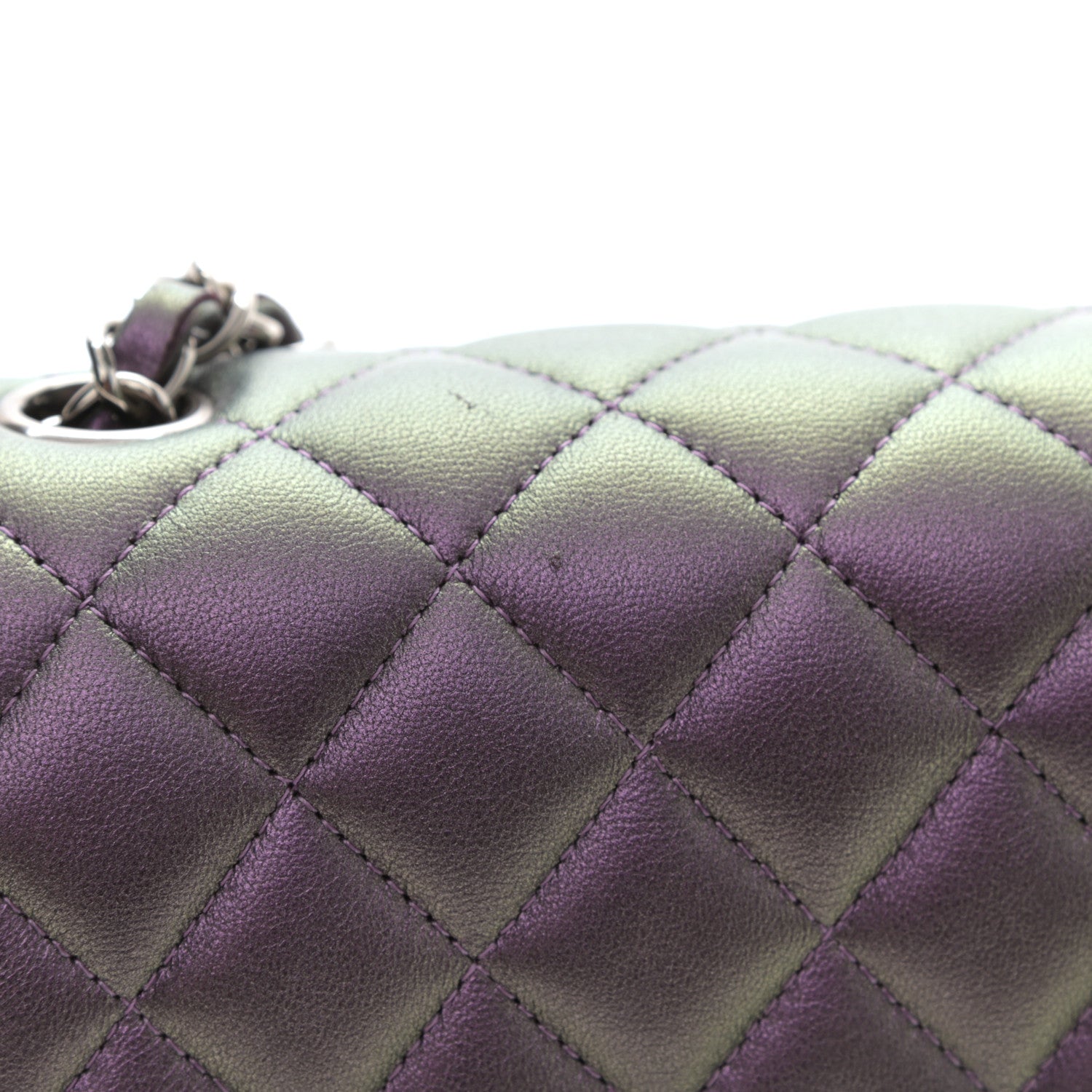 Chanel Iridescent Lambskin Quilted Mini Square Flap Dark Purple 9 of 9