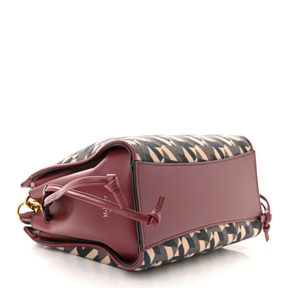 Mulberry Calfskin Canvas Print Small Iris Tote Crimson 4 of 11
