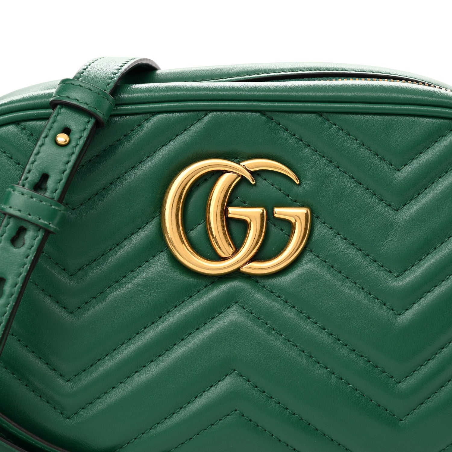 Gucci Calfskin Matelasse Small GG Marmont Chain Shoulder Bag Emerald Green 8 of 11