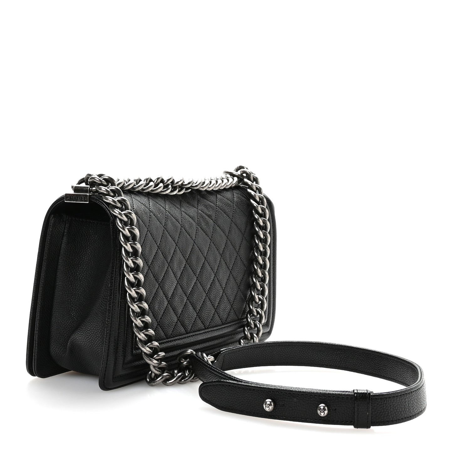 Caviar Quilted Medium Boy Flap Black