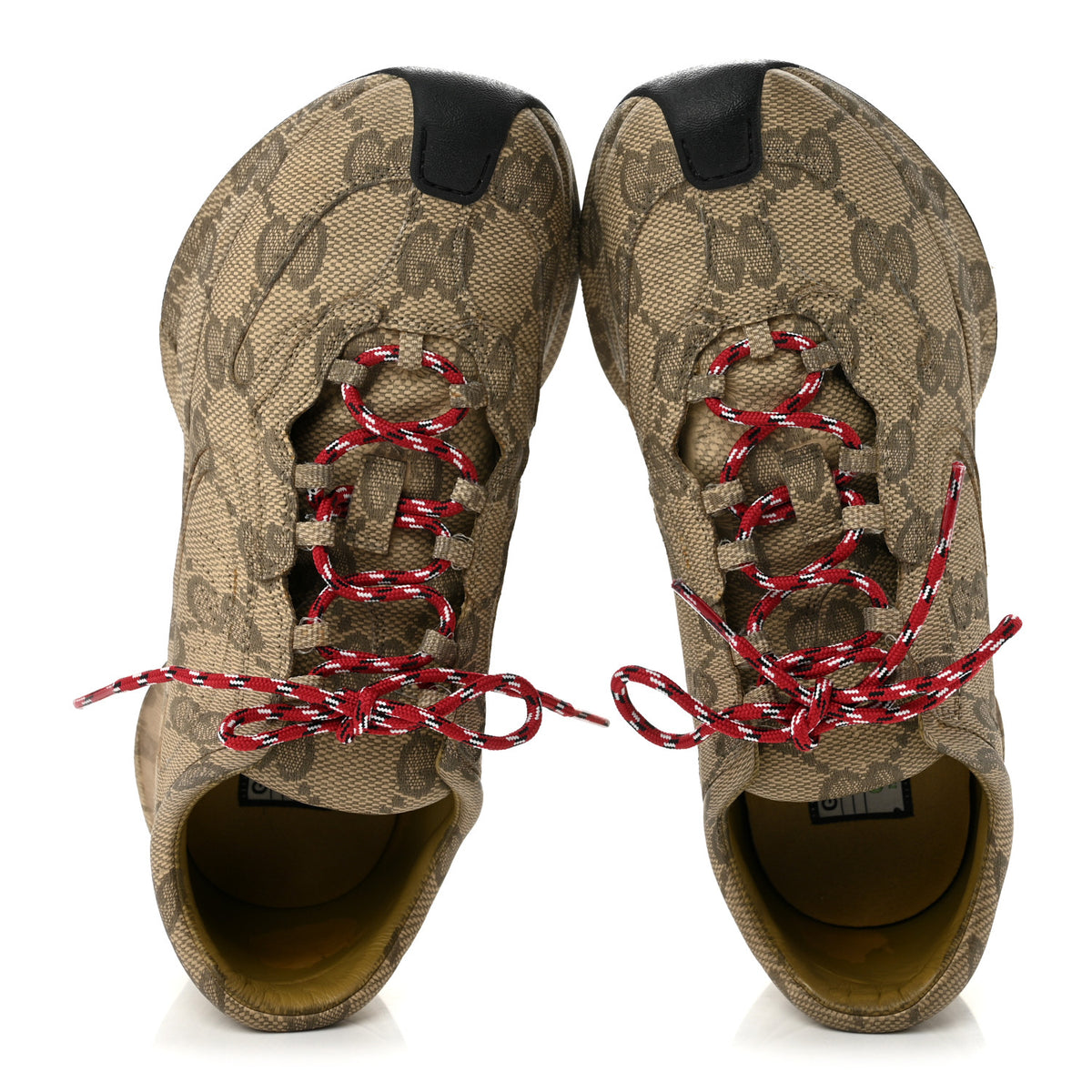 Ultralight Plume Calfskin Monogram Printed Mens Gucci Run Sneakers 6.5 Beige Ebony