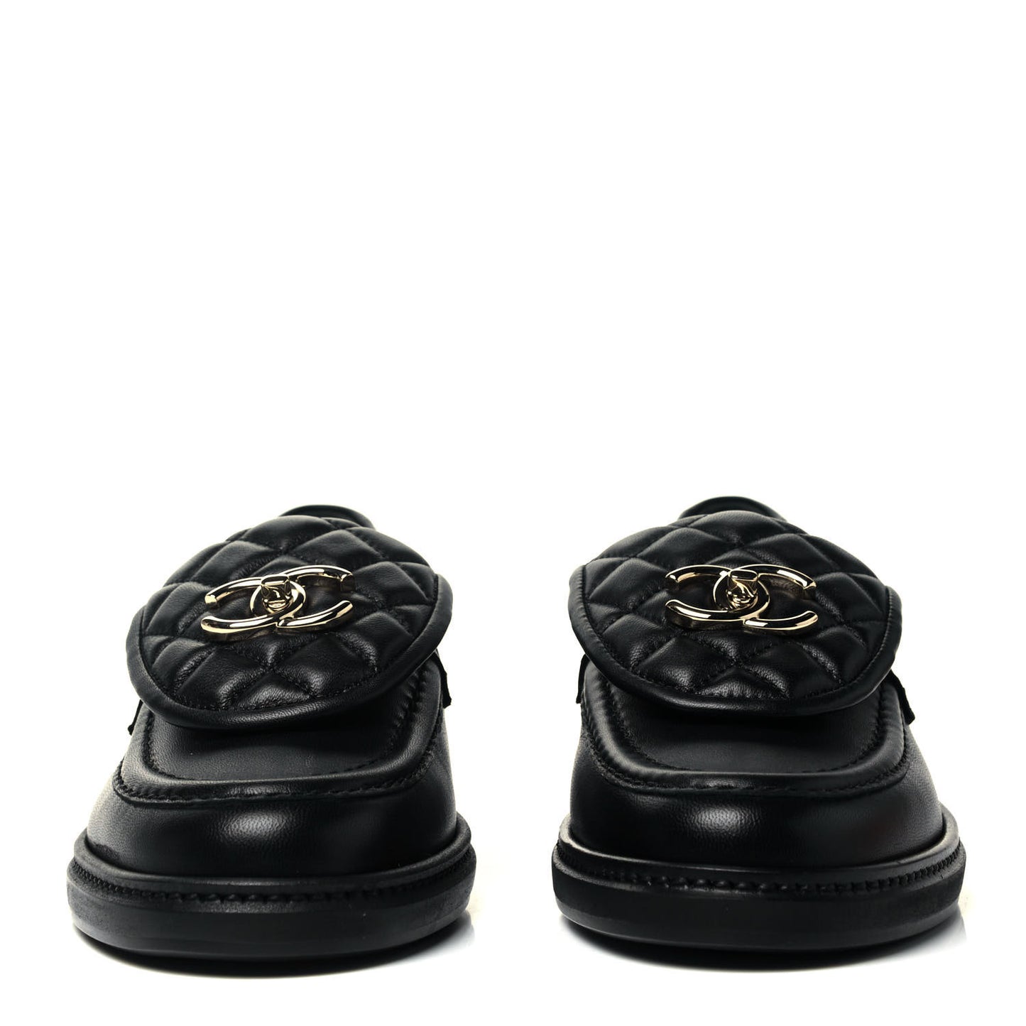 Lambskin Quilted CC Turnlock Loafers 37 Black