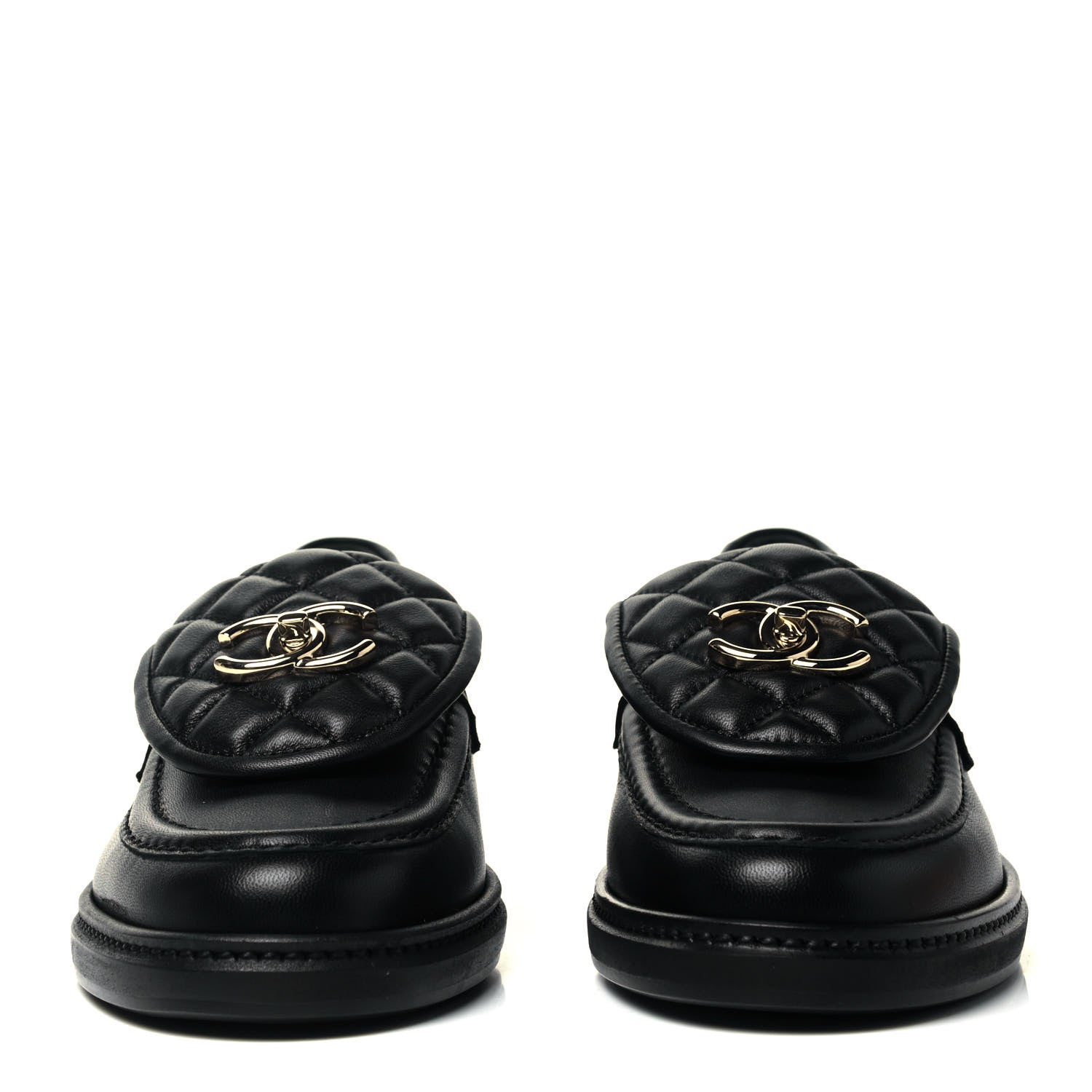 Chanel Lambskin Quilted CC Turnlock Loafers 37 Black 2 of 8