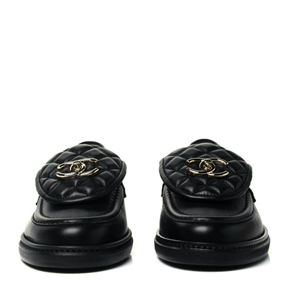 Chanel Lambskin Quilted CC Turnlock Loafers 37 Black 2 of 8