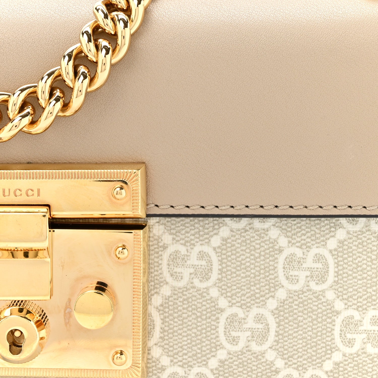 Gucci GG Supreme Monogram Calfskin Mini Padlock Shoulder Bag Beige Mystic White Oatmeal 8 of 11