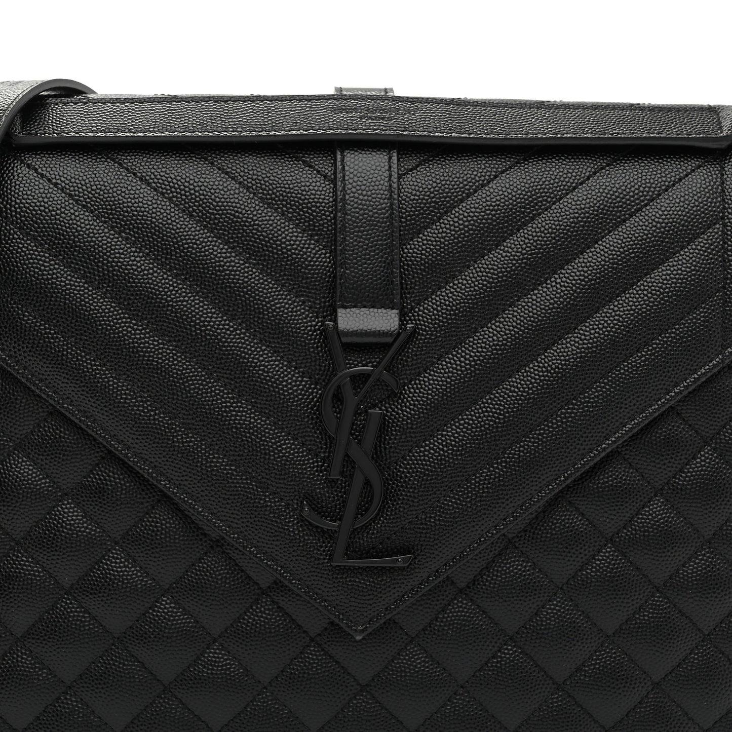 Grain De Poudre Textured Mixed Matelasse Large Triquilt Monogram Monochrome Satchel Black