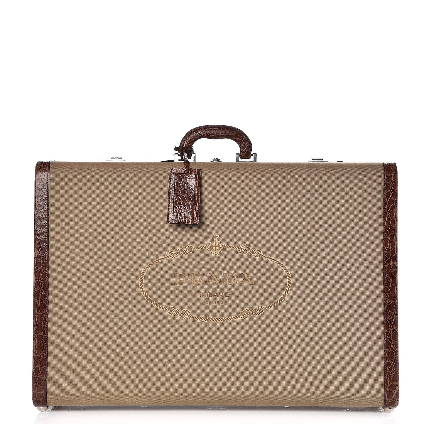 Jacquard Logo Crocodile Trim Suitcase Corda Tabacco
