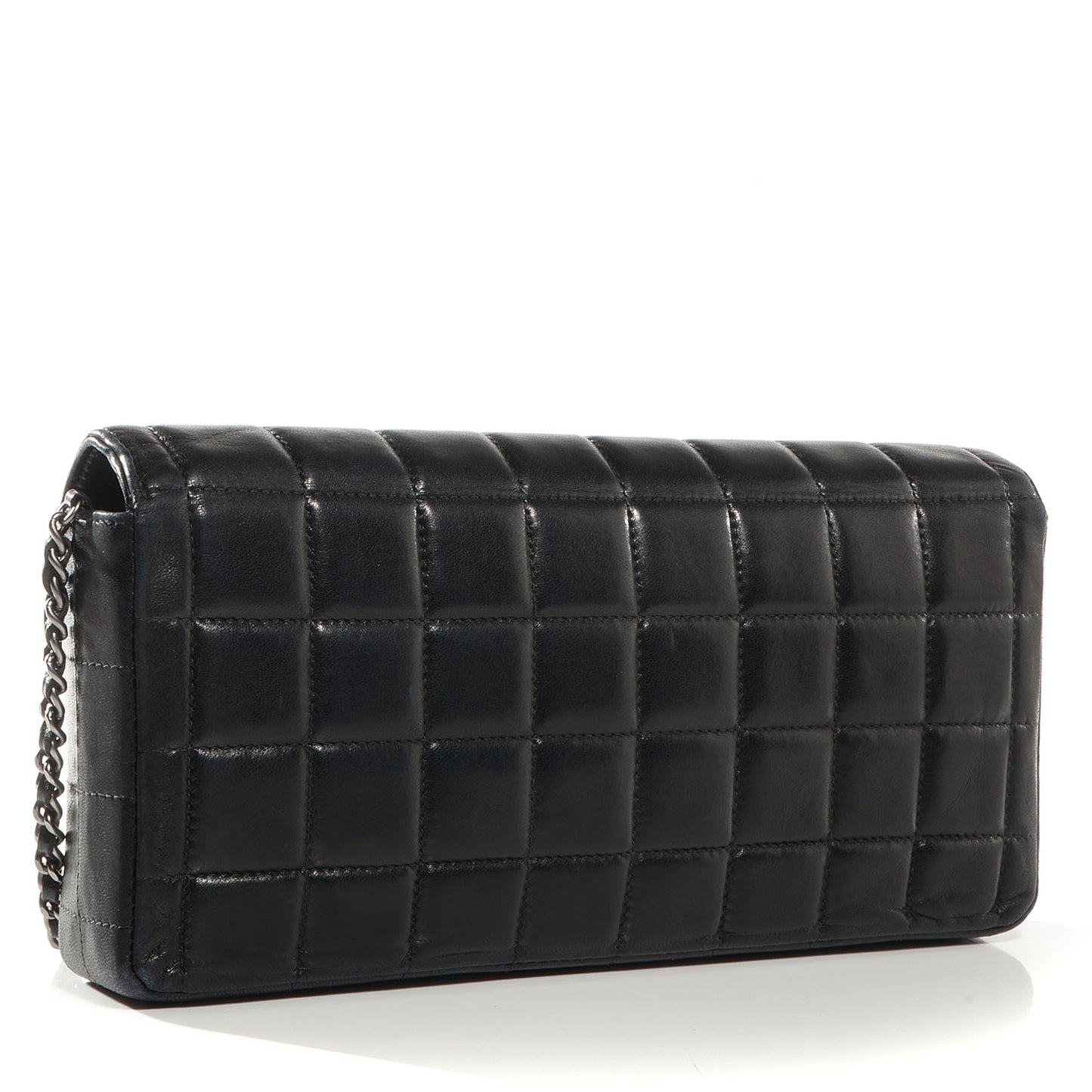 Lambskin East West Chocolate Bar Flap Black
