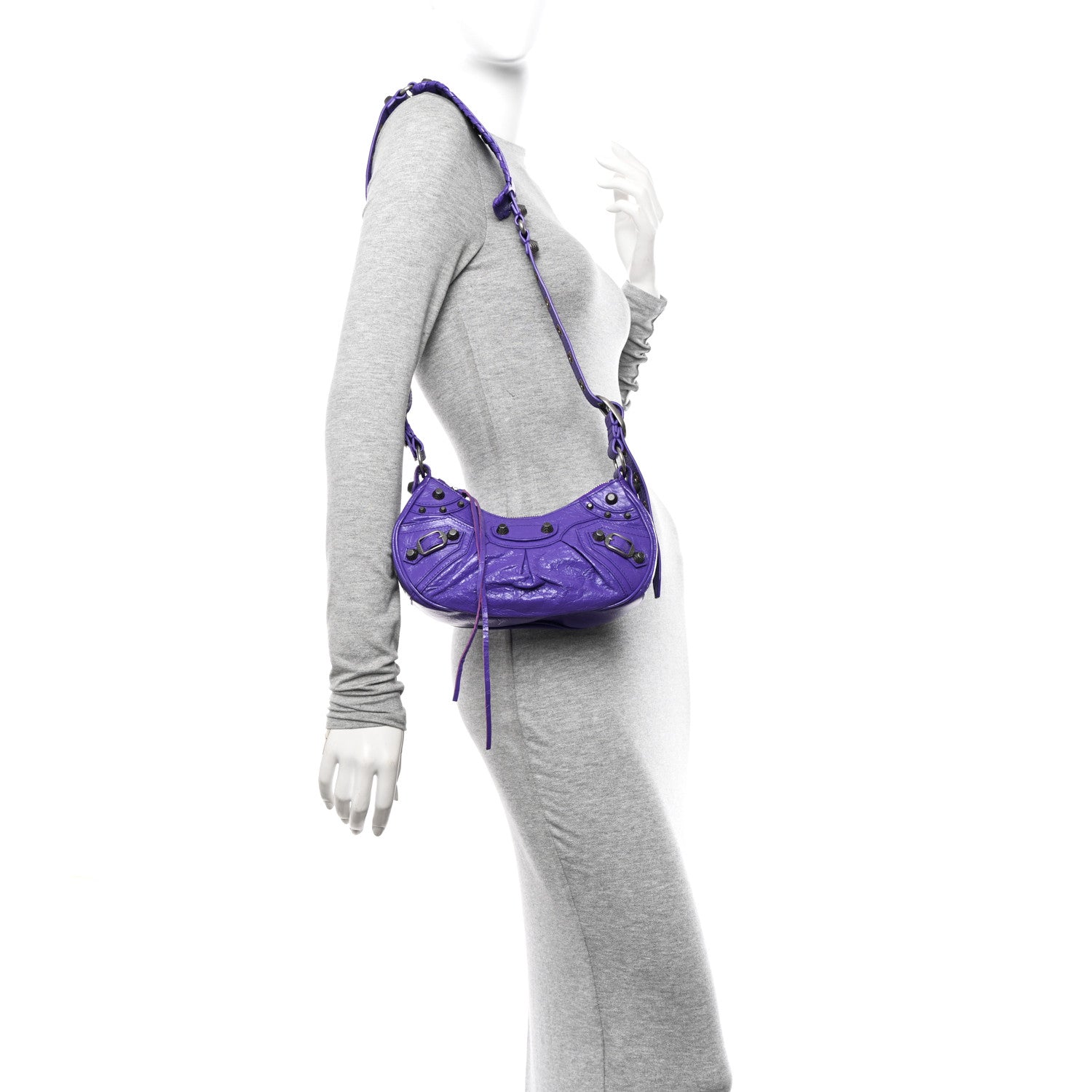 Balenciaga Agneau Arena Le Cagole Shoulder Bag XS Purple 1589646