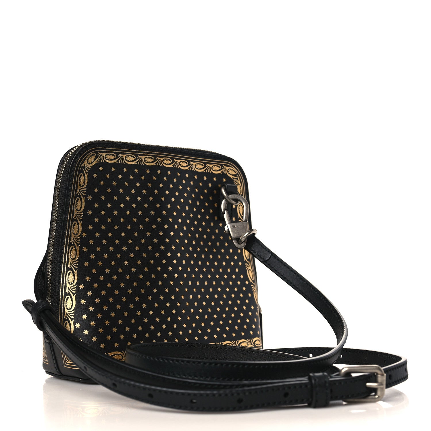 Gucci X SEGA Calfskin GUCCY Stars Mini Dome Shoulder Bag Black Gold 3 of 9