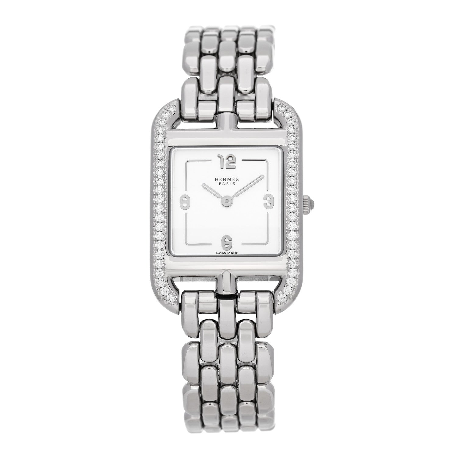 Hermes Stainless Steel Diamond Bezel 23mm Cape Cod Quartz Watch 1 of 5