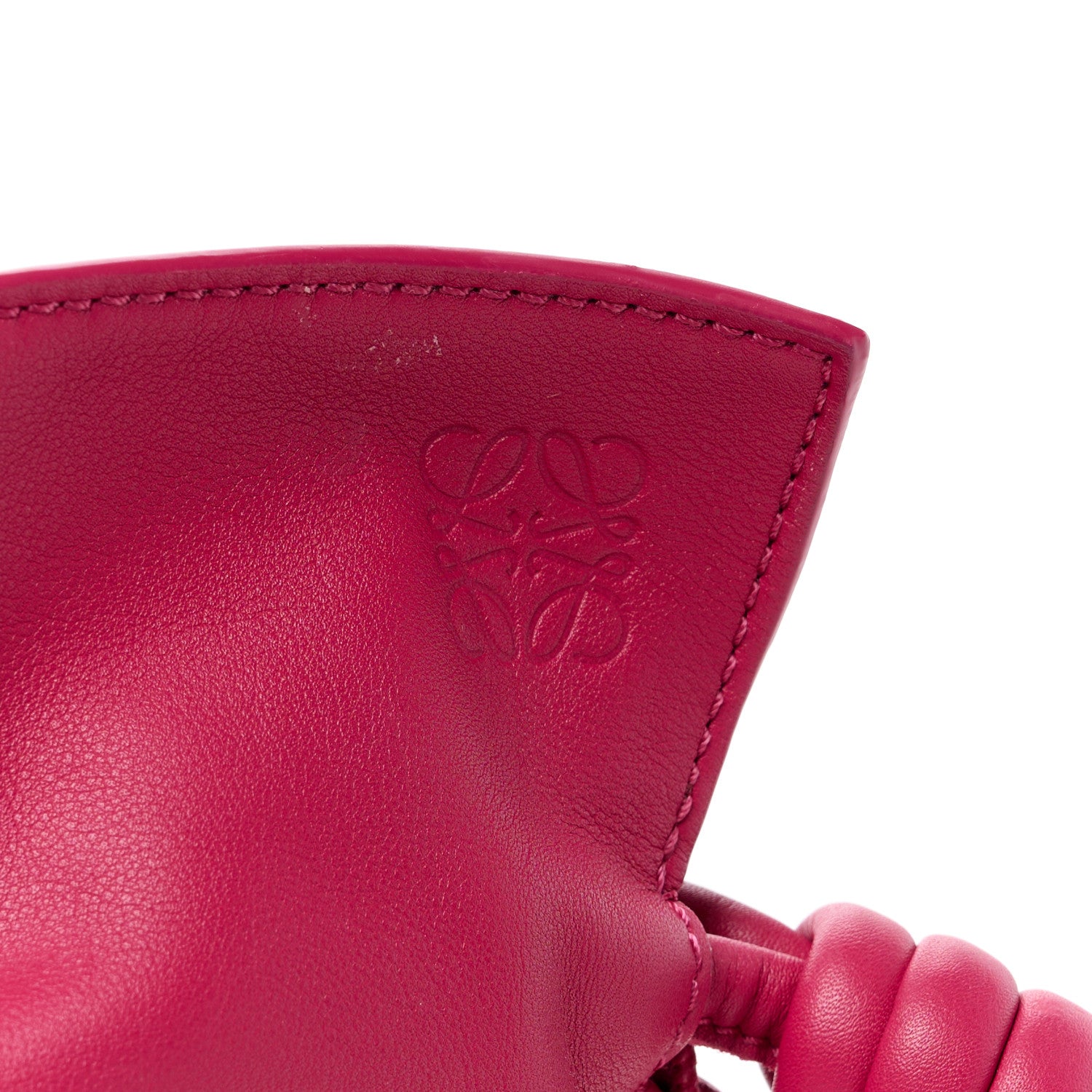 Loewe Satin Calfskin Monochrome Flamenco Knot Clutch Ruby Red Glaze 8 of 12
