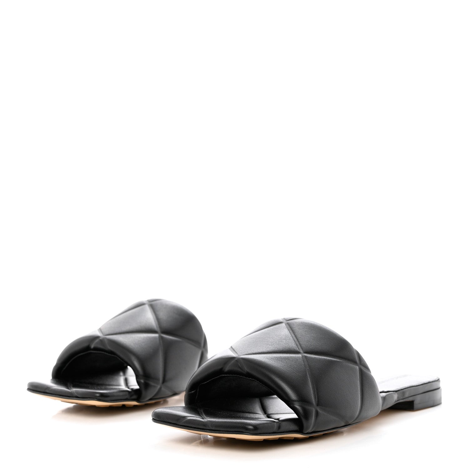 Bottega Veneta Nappa Quilted Rubber Lido Flat Sandals 38.5 Black 3 of 9