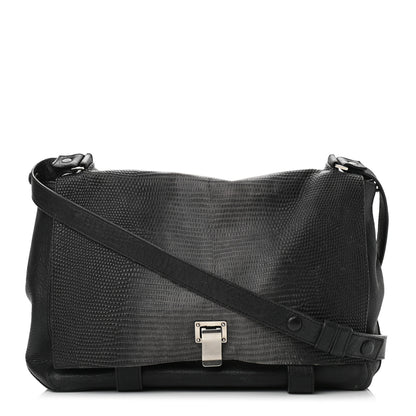 Proenza Schouler Calfskin Lizard Embossed Large Courier Bag Black 1 of 9