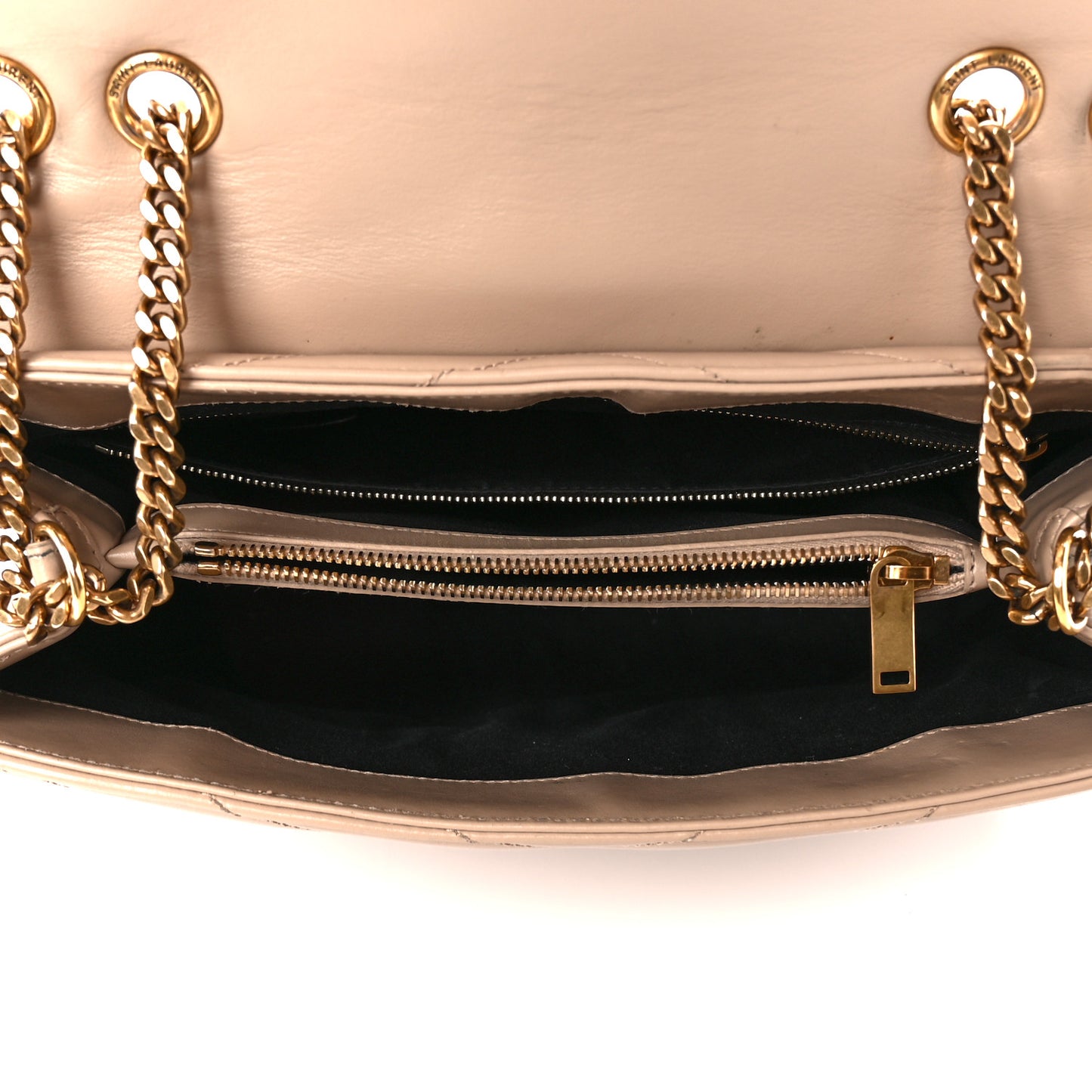 Calfskin Y Quilted Monogram Medium Loulou Chain Satchel Dark Beige