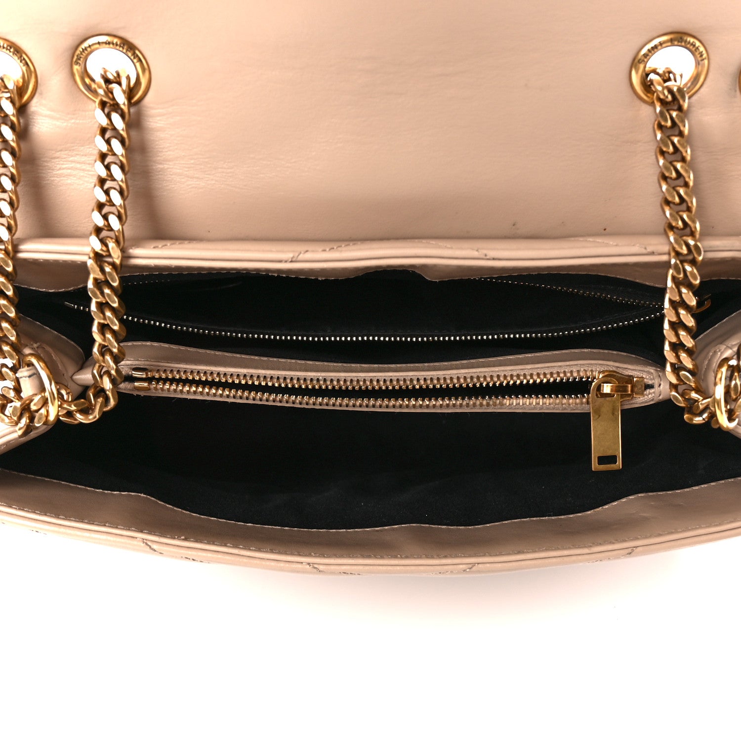 Saint Laurent Calfskin Y Quilted Monogram Medium Loulou Chain Satchel Dark Beige 5 of 11