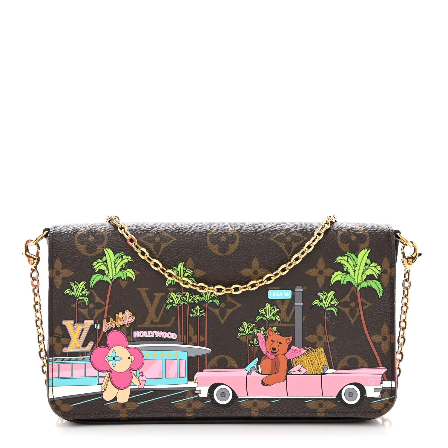 Louis Vuitton Monogram 2021 Christmas Animation Hollywood Pochette Felicie Chain Wallet Fuchsia 3 of 15
