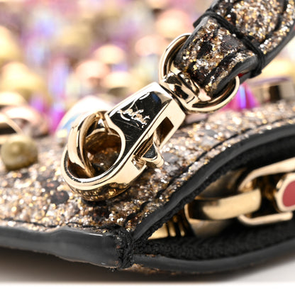 Christian Louboutin Metallic Snakeskin Embossed Spikes Loubiposh Clutch Gold Pink 12 of 12