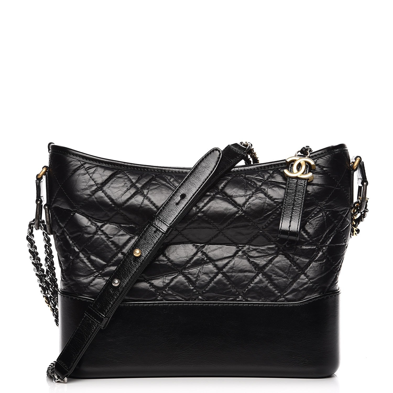 Chanel Aged Calfskin Quilted Medium Gabrielle Hobo Black 1 of 10