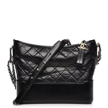 Chanel Aged Calfskin Quilted Medium Gabrielle Hobo Black 1 of 10