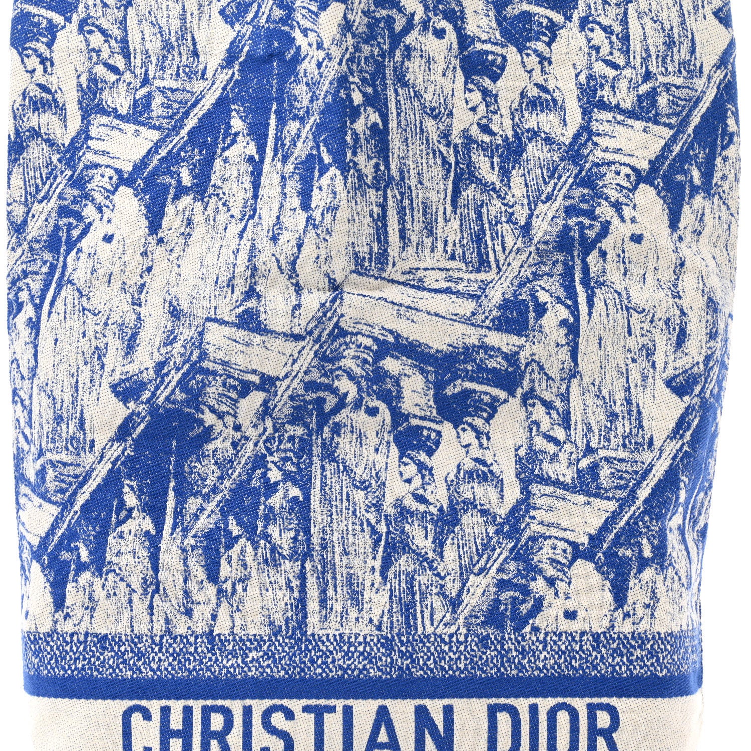 Christian Dior Canvas Print Cruise Tote Ivory Blue 7 of 11