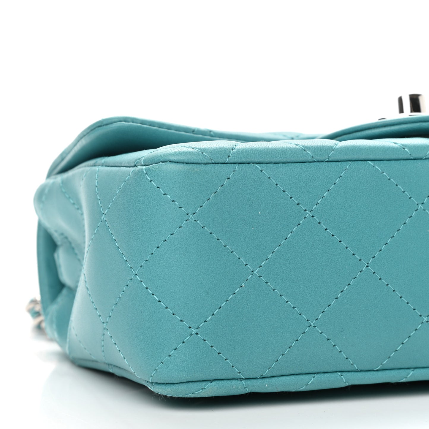 Lambskin Quilted Mini Rectangular Flap Turquoise